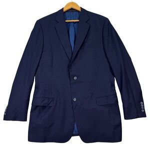 J.Hilburn Vitale Barberis Canonico Mens 44XL Navy Blue Wool Blazer Tailored Fit